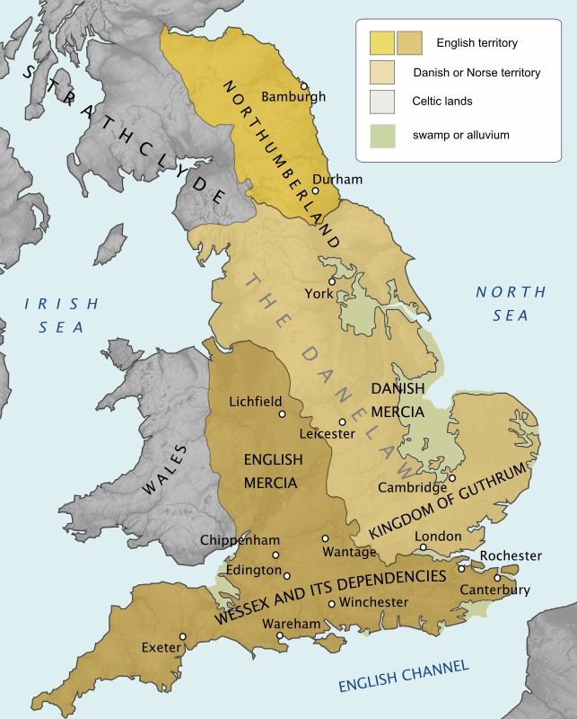 Map showing Danelaw